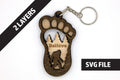 2 Layer Bigfoot Footprint Keychain SVG | Layered Sasquatch Laser Cut File | Wooden Keychain Template | Glowforge & LightBurn