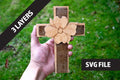 Decorative 3 Layer Wooden SVG File with Cross and Flower Design DIY