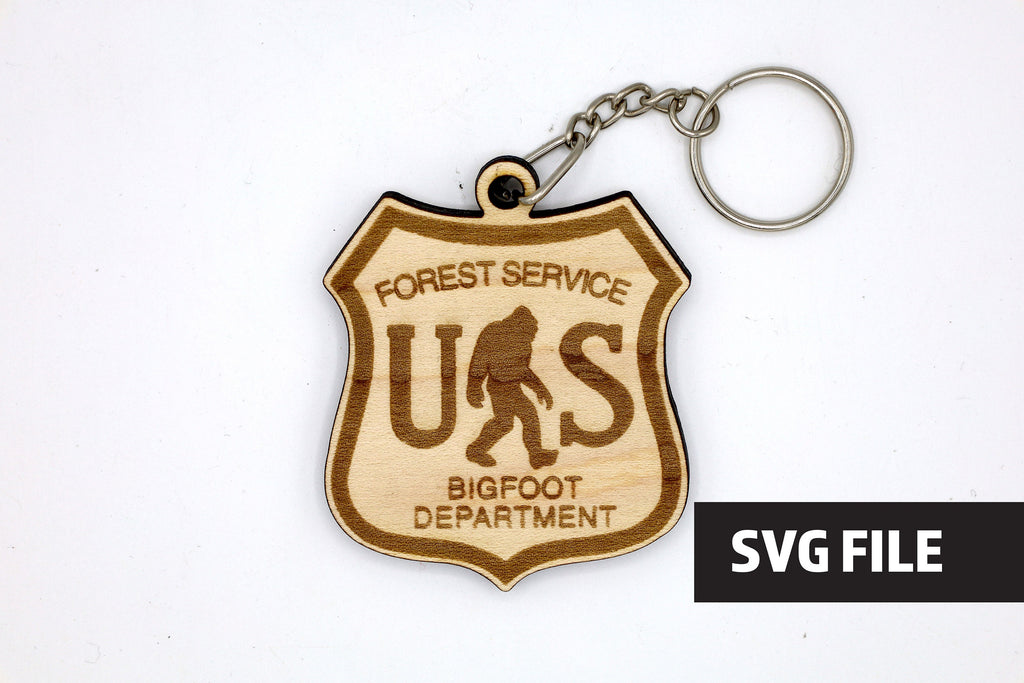 DIY Rustic Bigfoot Badge Keychain craft SVG File Instant Download