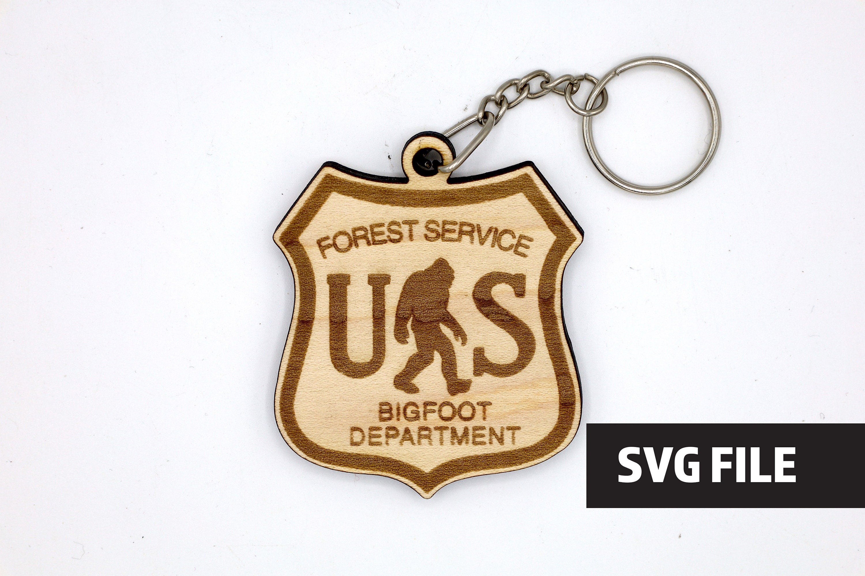DIY Rustic Bigfoot Badge Keychain craft SVG File Instant Download