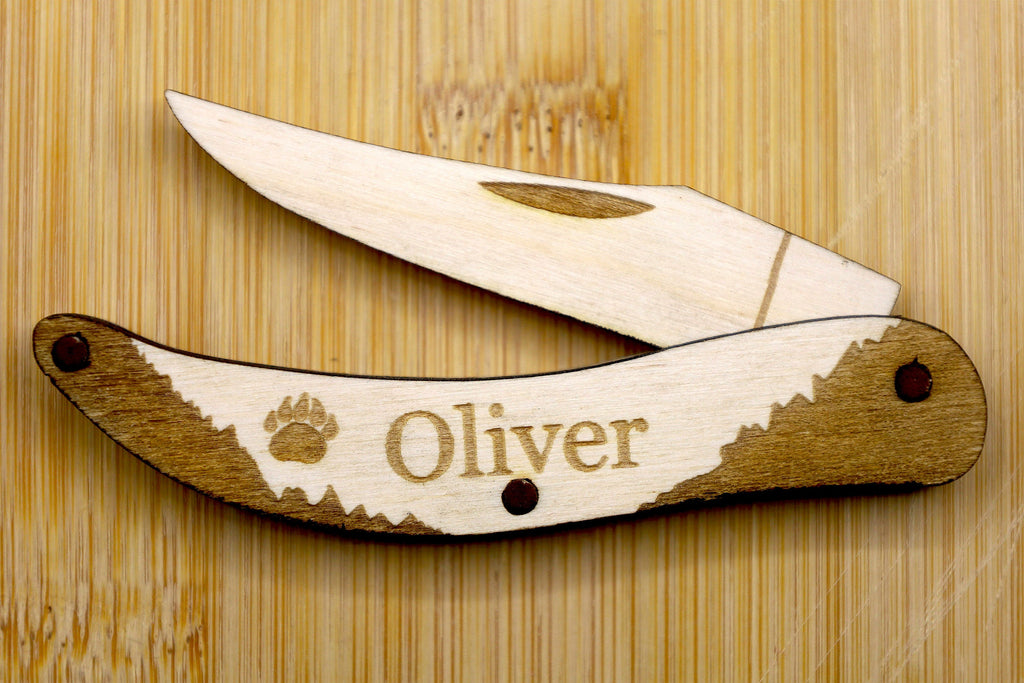 Customizable Wooden Folding Pocket Knife SVG | Laser Cut Knife Template | CNC Laser, Glowforge & LightBurn File