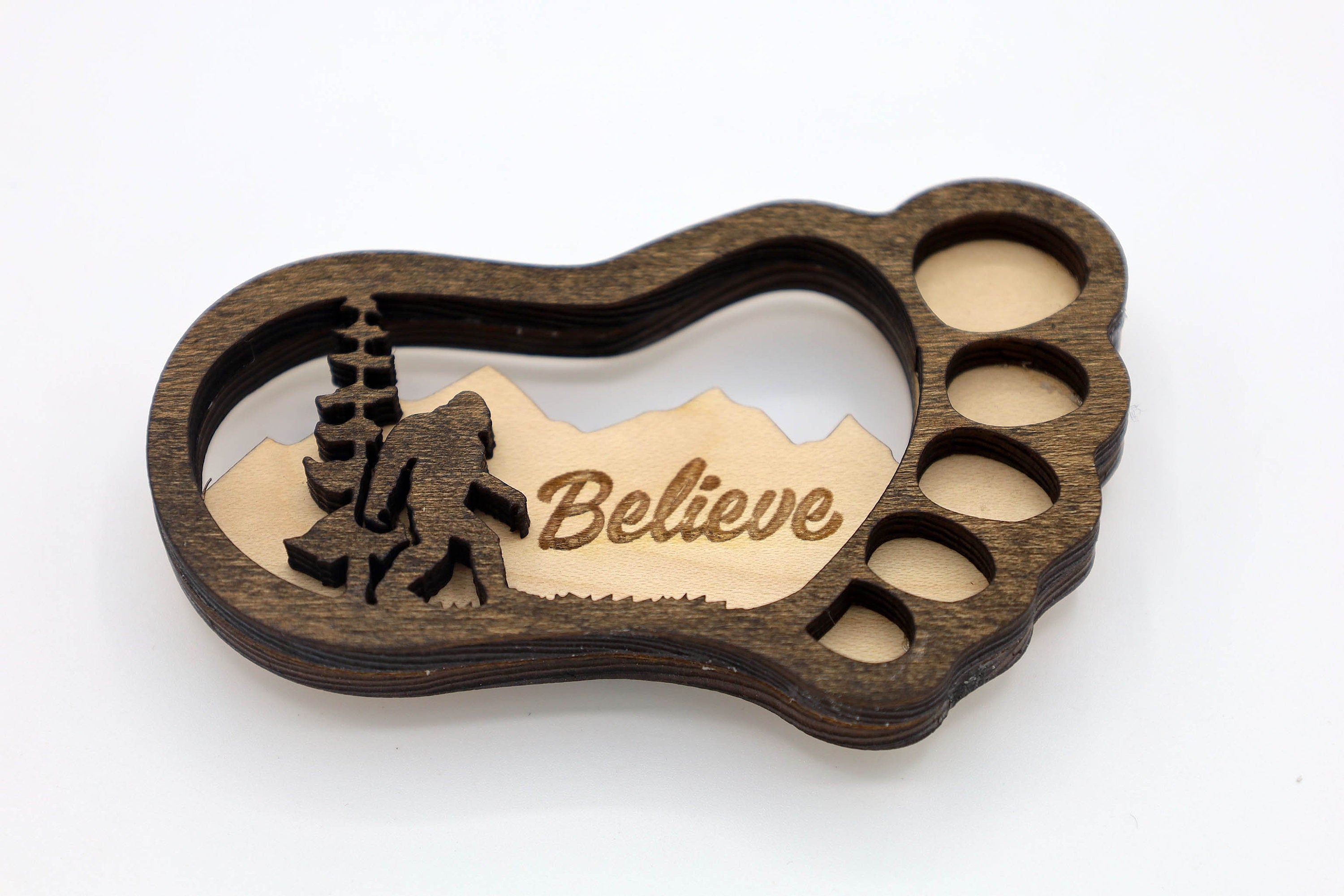 Bigfoot Footprint Magnet SVG | 2 Layer Laser Cut Fridge Magnet File | Sasquatch Glowforge SVG | CNC DXF | Wood Craft Template