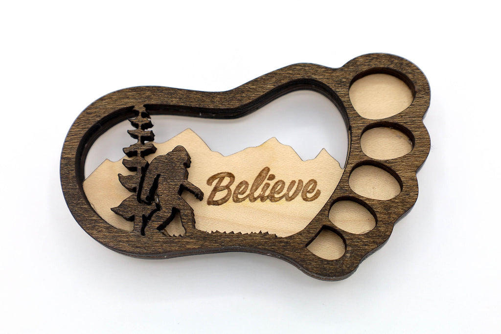 Bigfoot Footprint Magnet SVG | 2 Layer Laser Cut Fridge Magnet File | Sasquatch Glowforge SVG | CNC DXF | Wood Craft Template