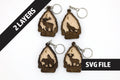 2 Layer Bear, Dear, Elk, Wolf Keychain/Ornament craft SVG, DXF File Instant Download
