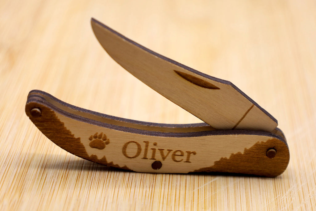 Customizable Wooden Folding Pocket Knife SVG | Laser Cut Knife Template | CNC Laser, Glowforge & LightBurn File