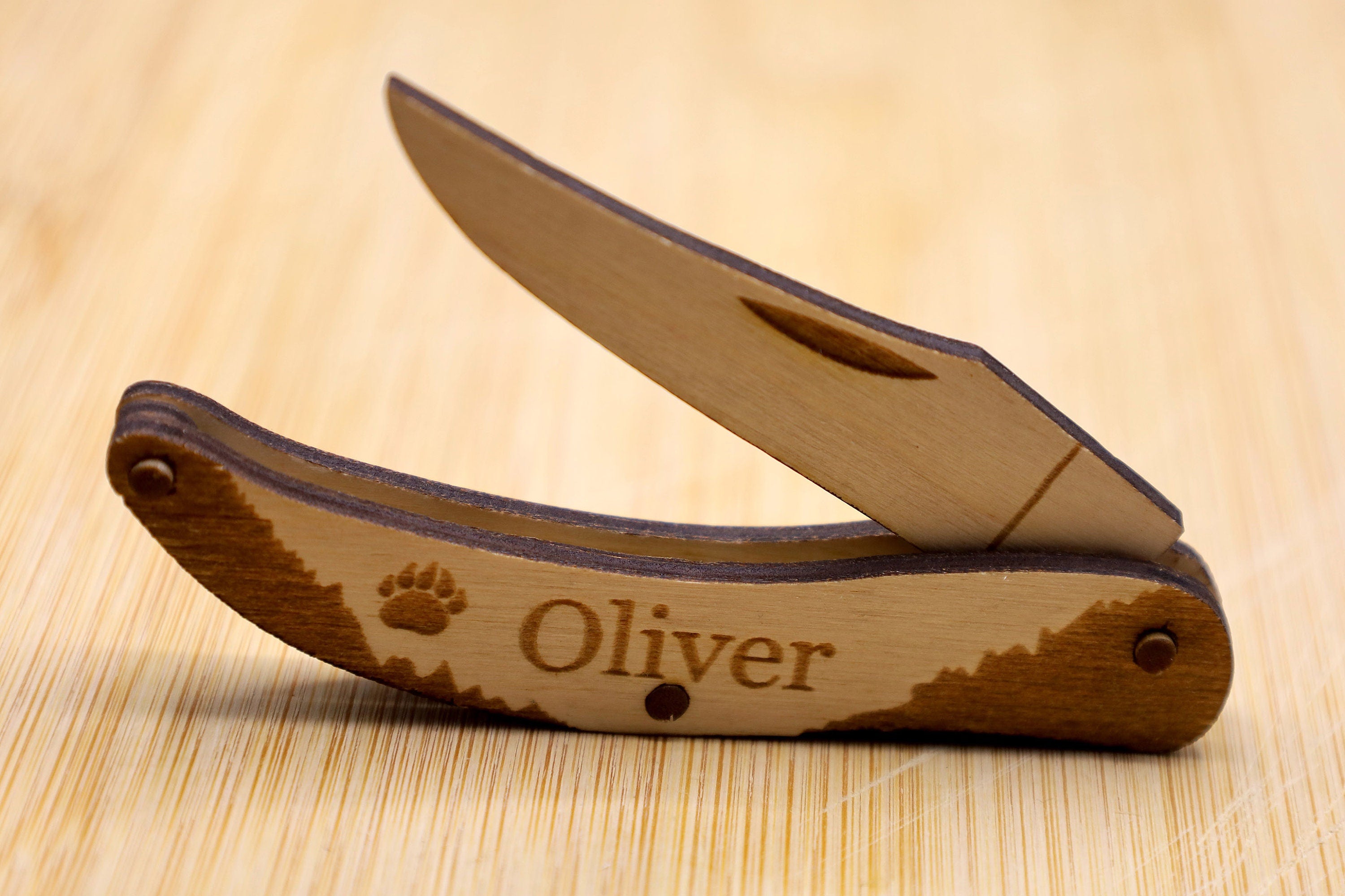 Customizable Wooden Folding Pocket Knife SVG | Laser Cut Knife Template | CNC Laser, Glowforge & LightBurn File