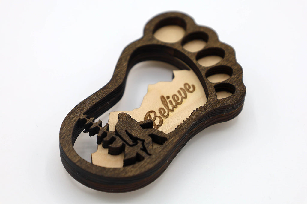 Bigfoot Footprint Magnet SVG | 2 Layer Laser Cut Fridge Magnet File | Sasquatch Glowforge SVG | CNC DXF | Wood Craft Template