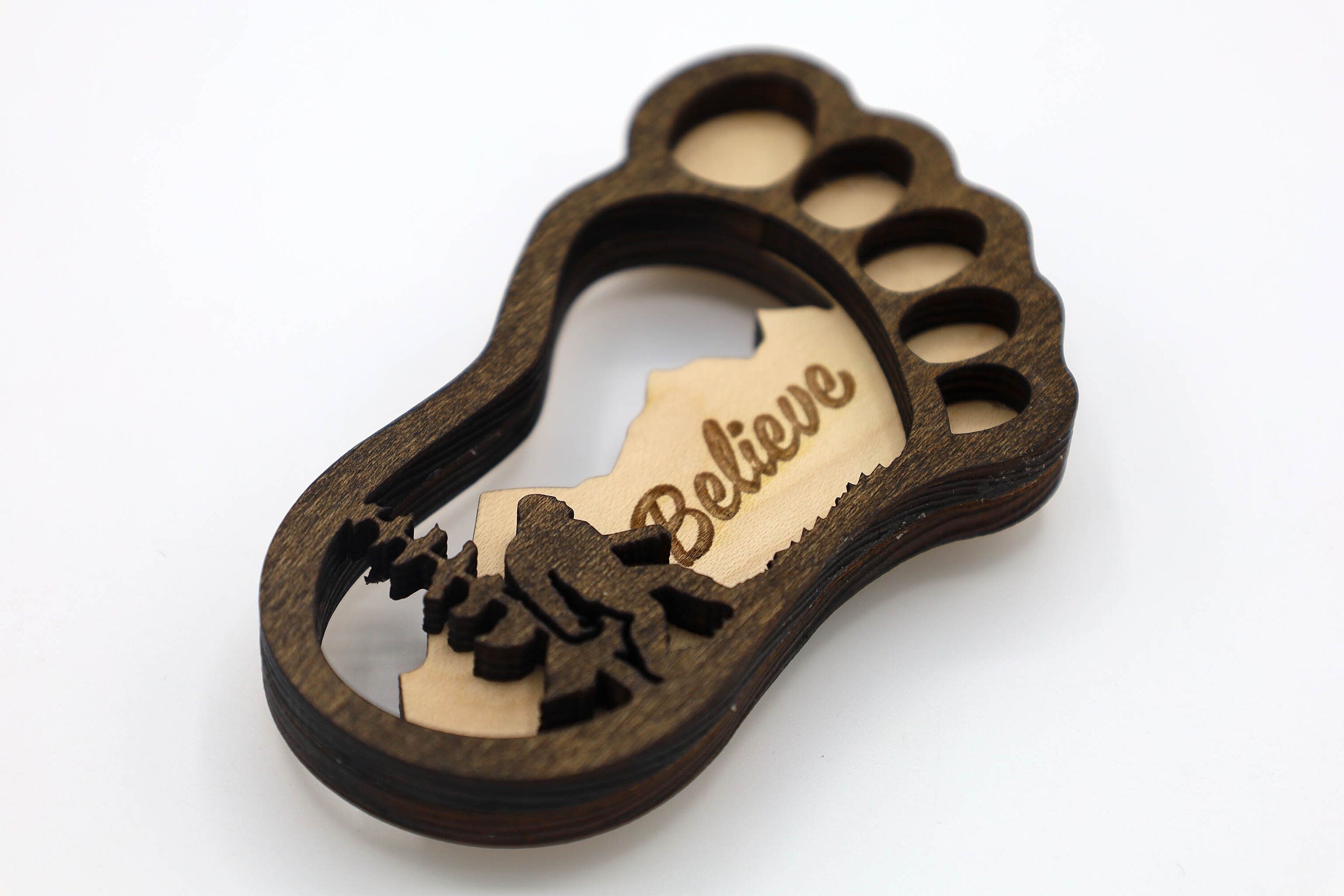 Bigfoot Footprint Magnet SVG | 2 Layer Laser Cut Fridge Magnet File | Sasquatch Glowforge SVG | CNC DXF | Wood Craft Template