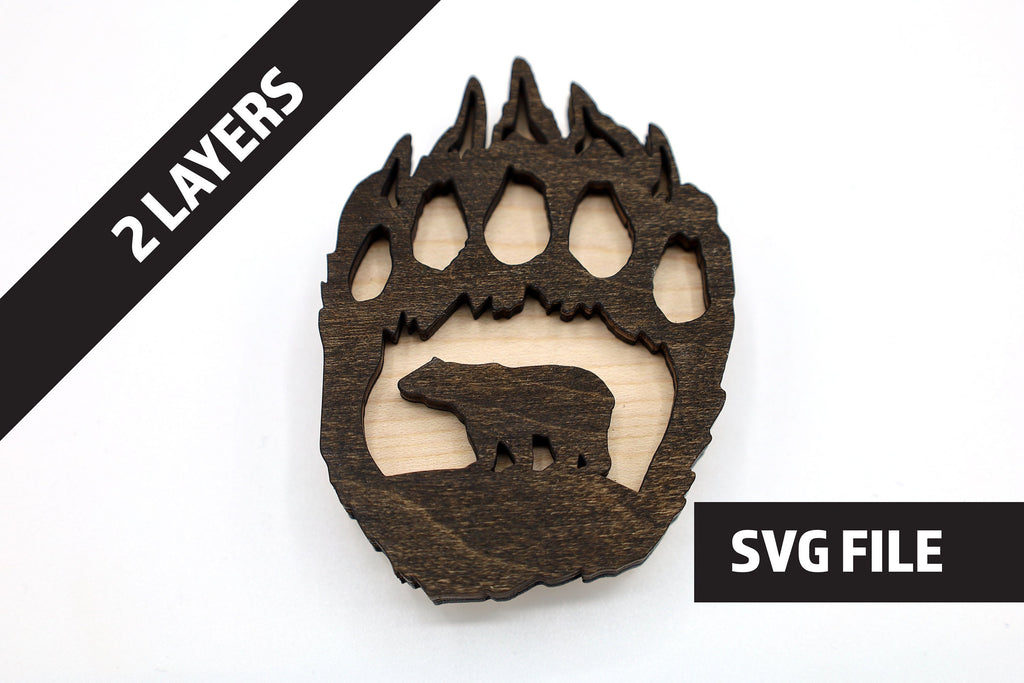 2 Layer Bear Paw Magnet DIY craft SVG, DXF File Instant Download