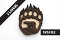 2 Layer Bear Paw Magnet DIY craft SVG, DXF File Instant Download