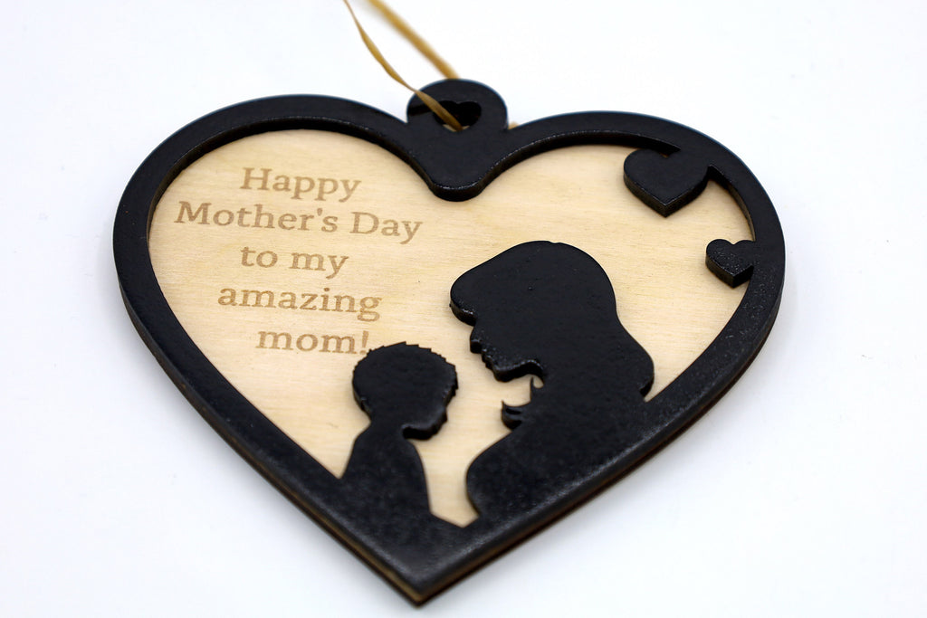 DIY 2 Layer Mothers Day Ornament Gift Boy and Girl craft SVG, dxf File Instant Download