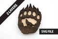 2 Layer Bear Paw Wolf Magnet DIY craft SVG, DXF File Instant Download