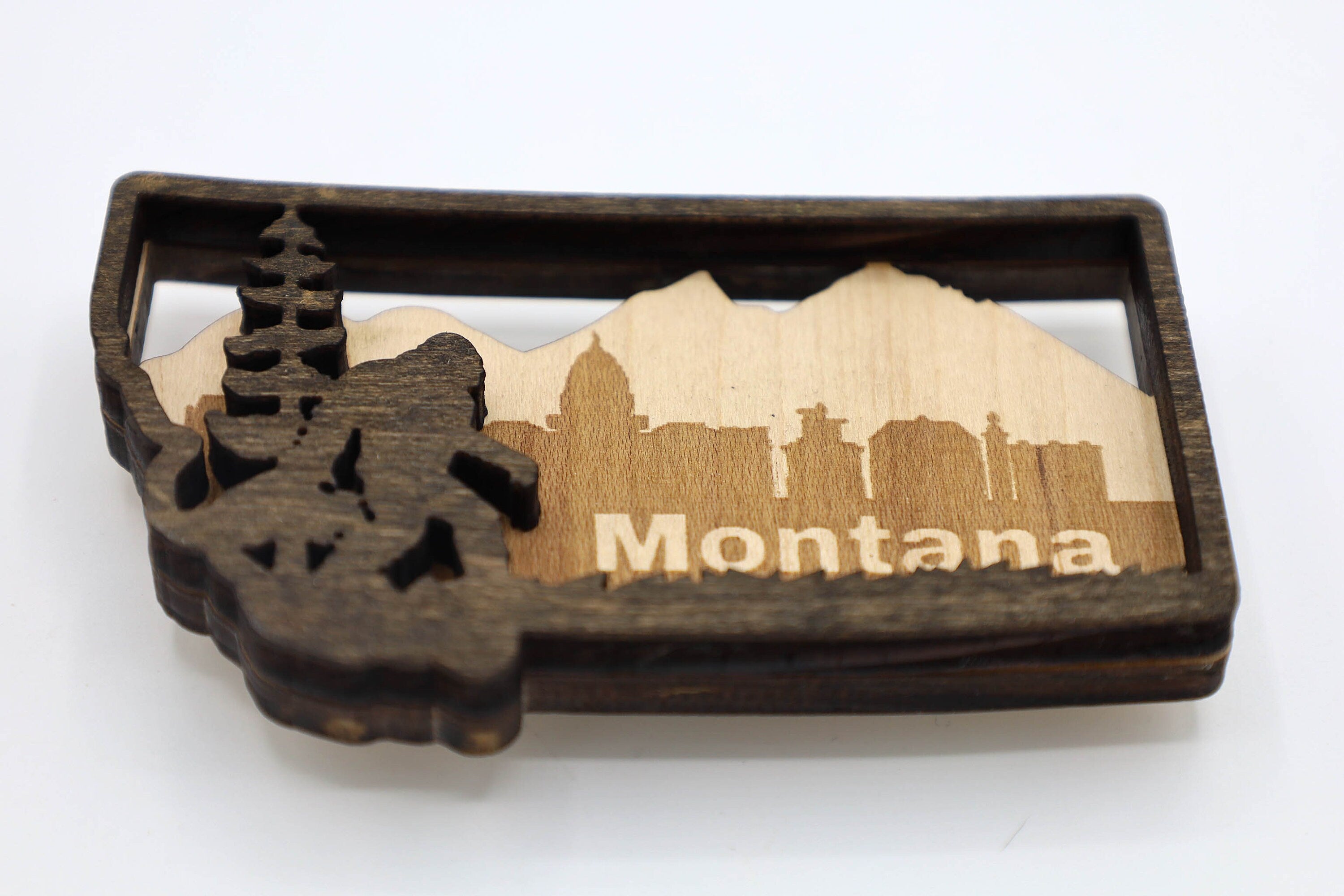 Montana State Bigfoot Keychain and Magnet craft SVG, DXF DIY 2 Layers File Instant Download