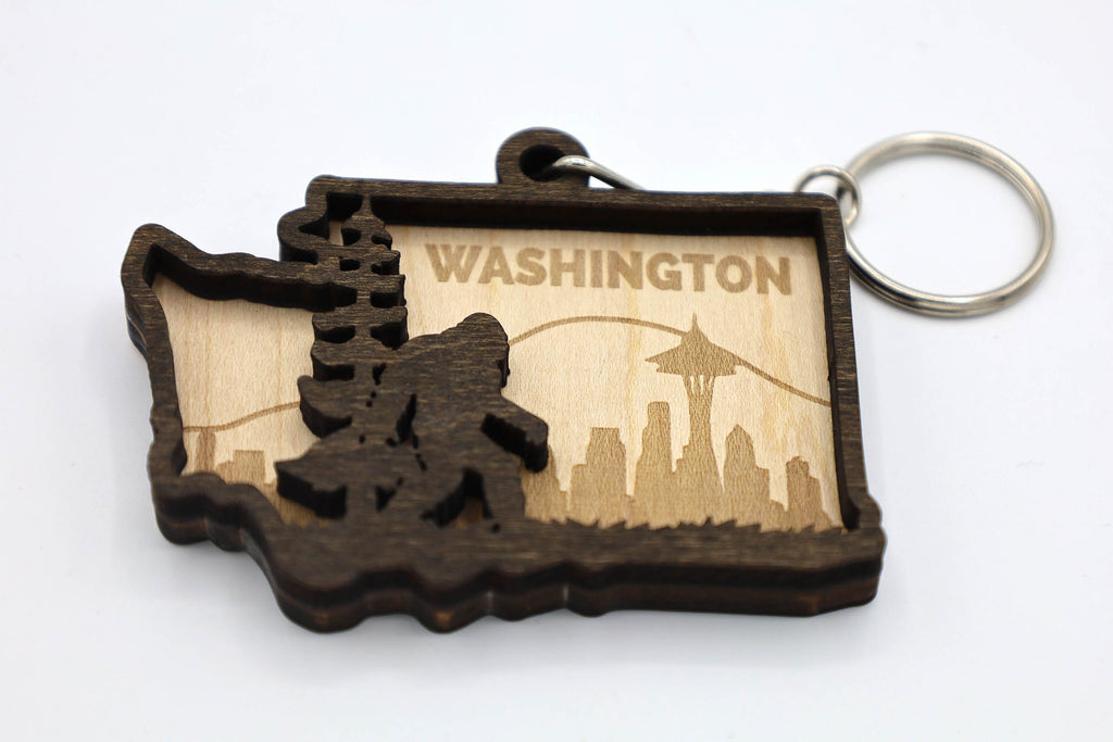 Washington State Bigfoot Keychain and Magnet craft SVG, DXF DIY 2 Layers File Instant Download