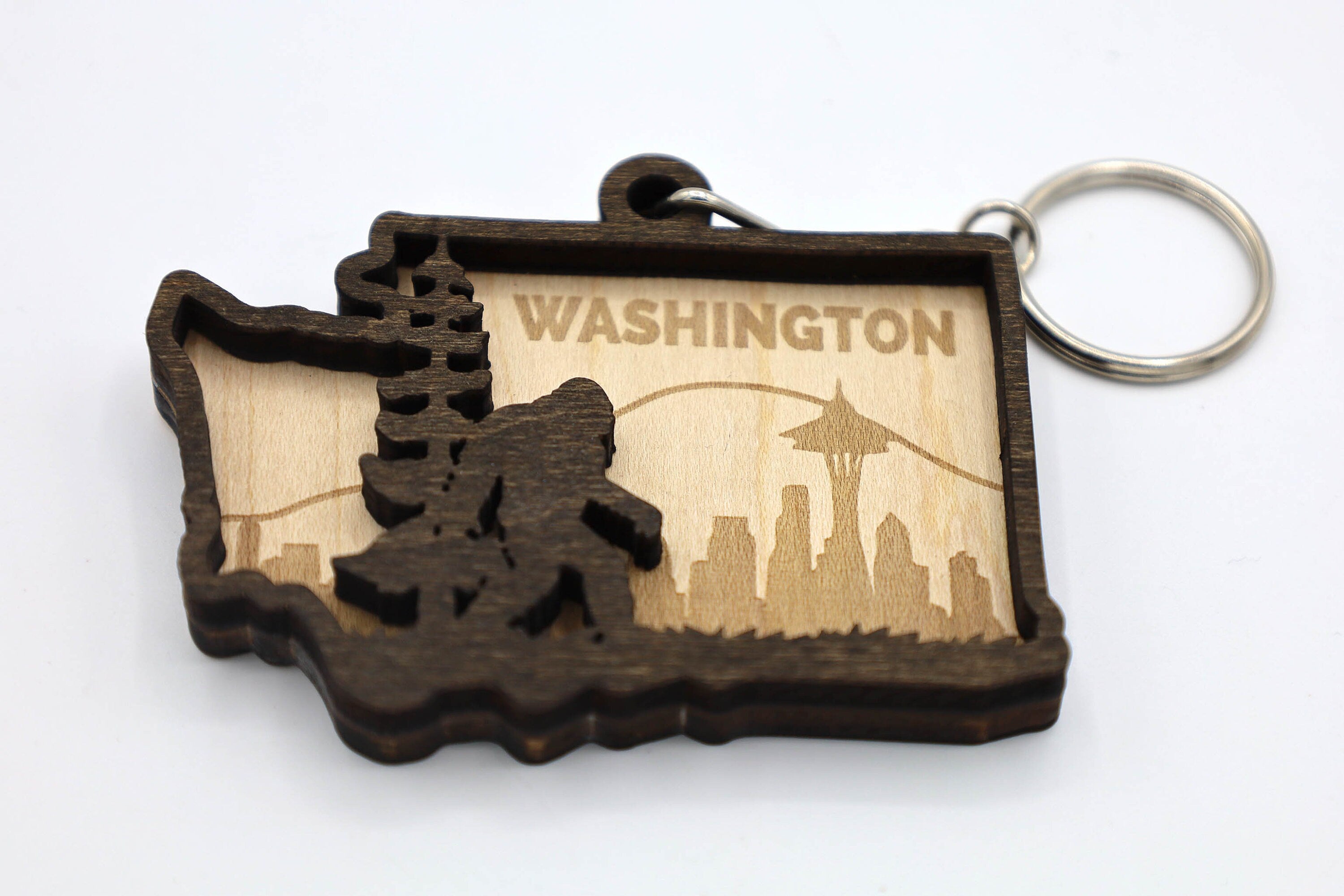 Washington State Bigfoot Keychain and Magnet craft SVG, DXF DIY 2 Layers File Instant Download
