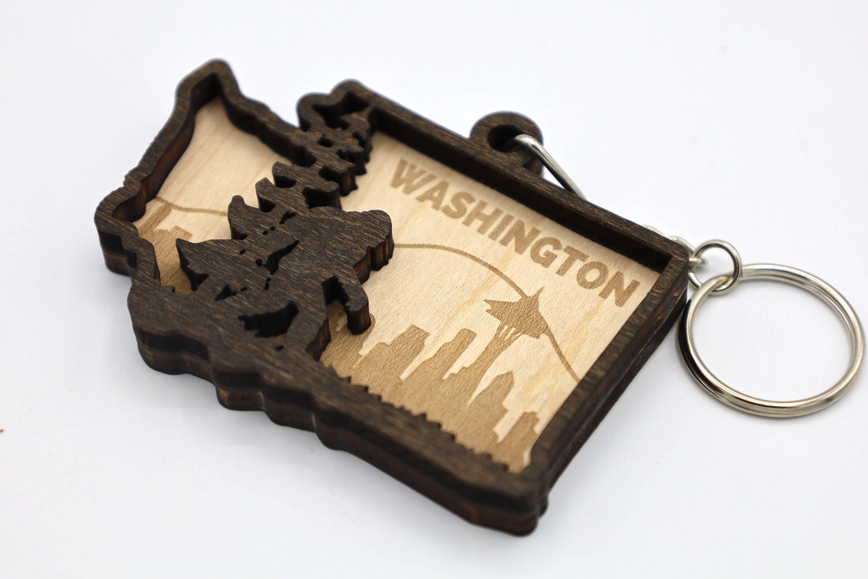 Washington State Bigfoot Keychain and Magnet craft SVG, DXF DIY 2 Layers File Instant Download