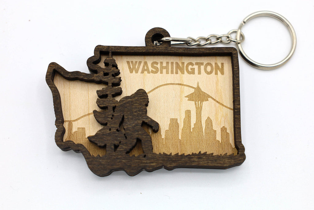 Washington State Bigfoot Keychain and Magnet craft SVG, DXF DIY 2 Layers File Instant Download