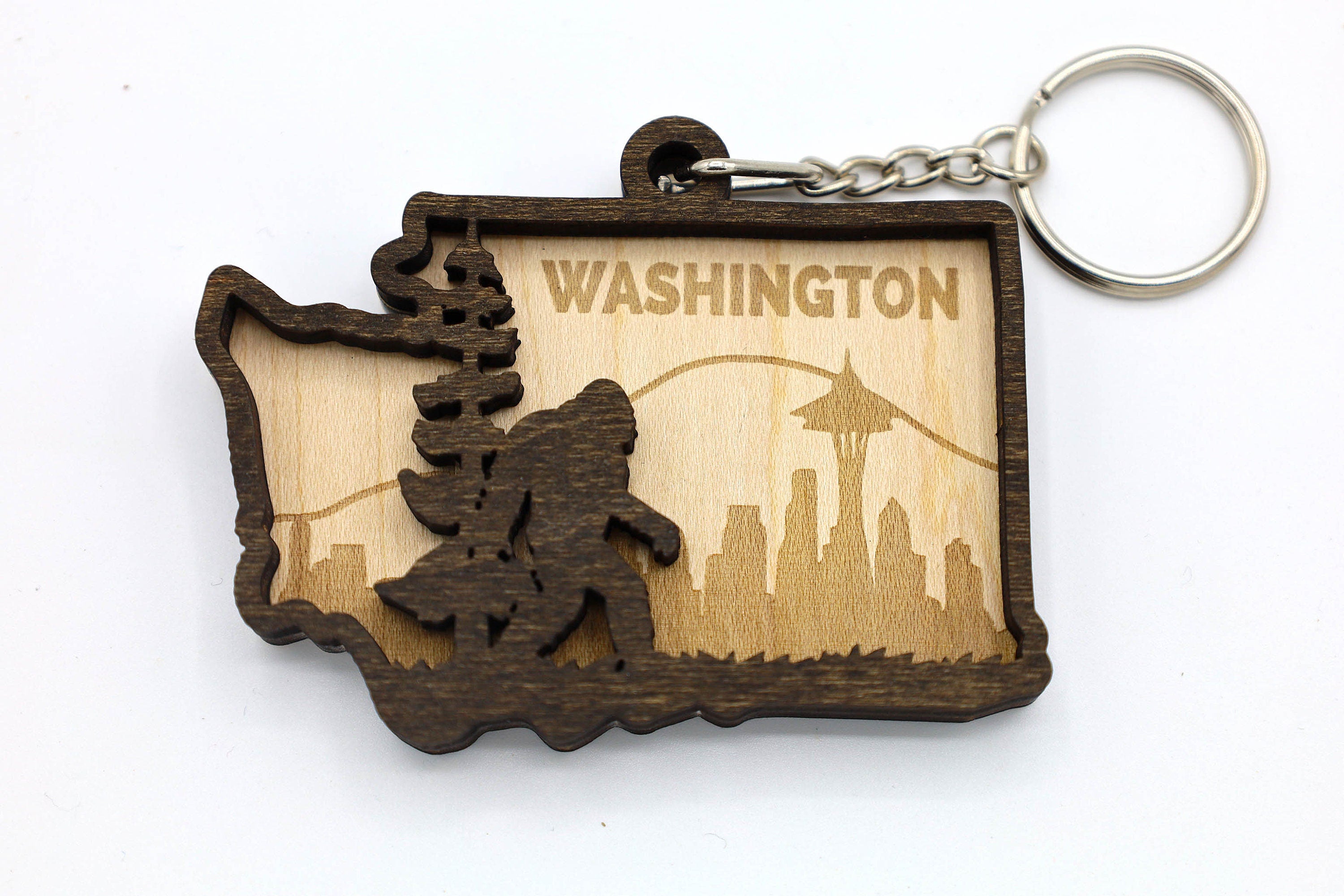 Washington State Bigfoot Keychain and Magnet craft SVG, DXF DIY 2 Layers File Instant Download