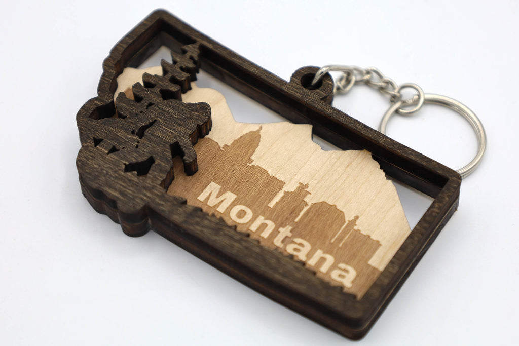 Montana State Bigfoot Keychain and Magnet craft SVG, DXF DIY 2 Layers File Instant Download