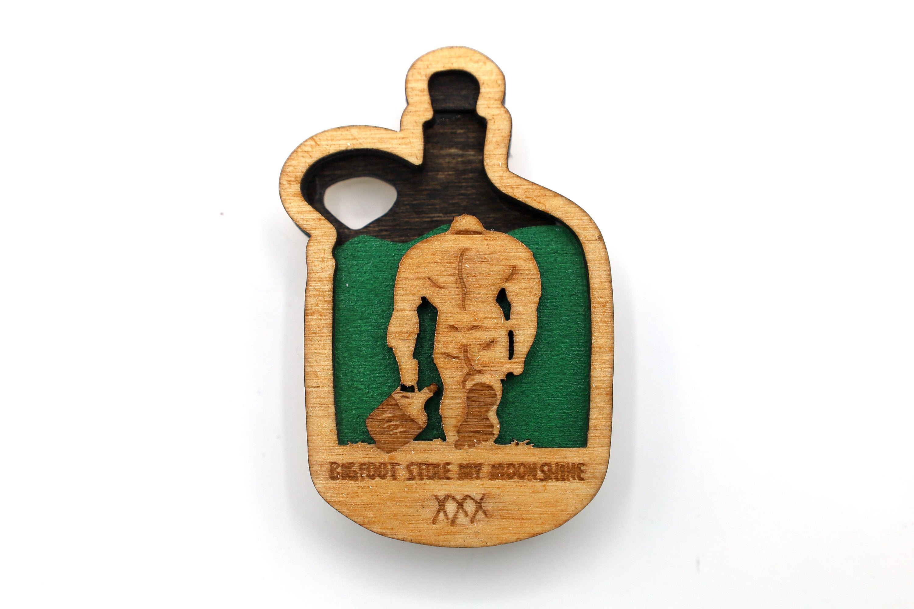 Multi layered Bigfoot Moonshine Jug Magnet and keychain Files DIY crafts SVG, DXF File Instant Download