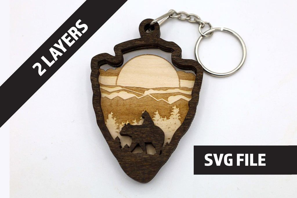 DIY 2 Layer Arrowhead Bear Keychain craft SVG, png, dxf File Instant Download