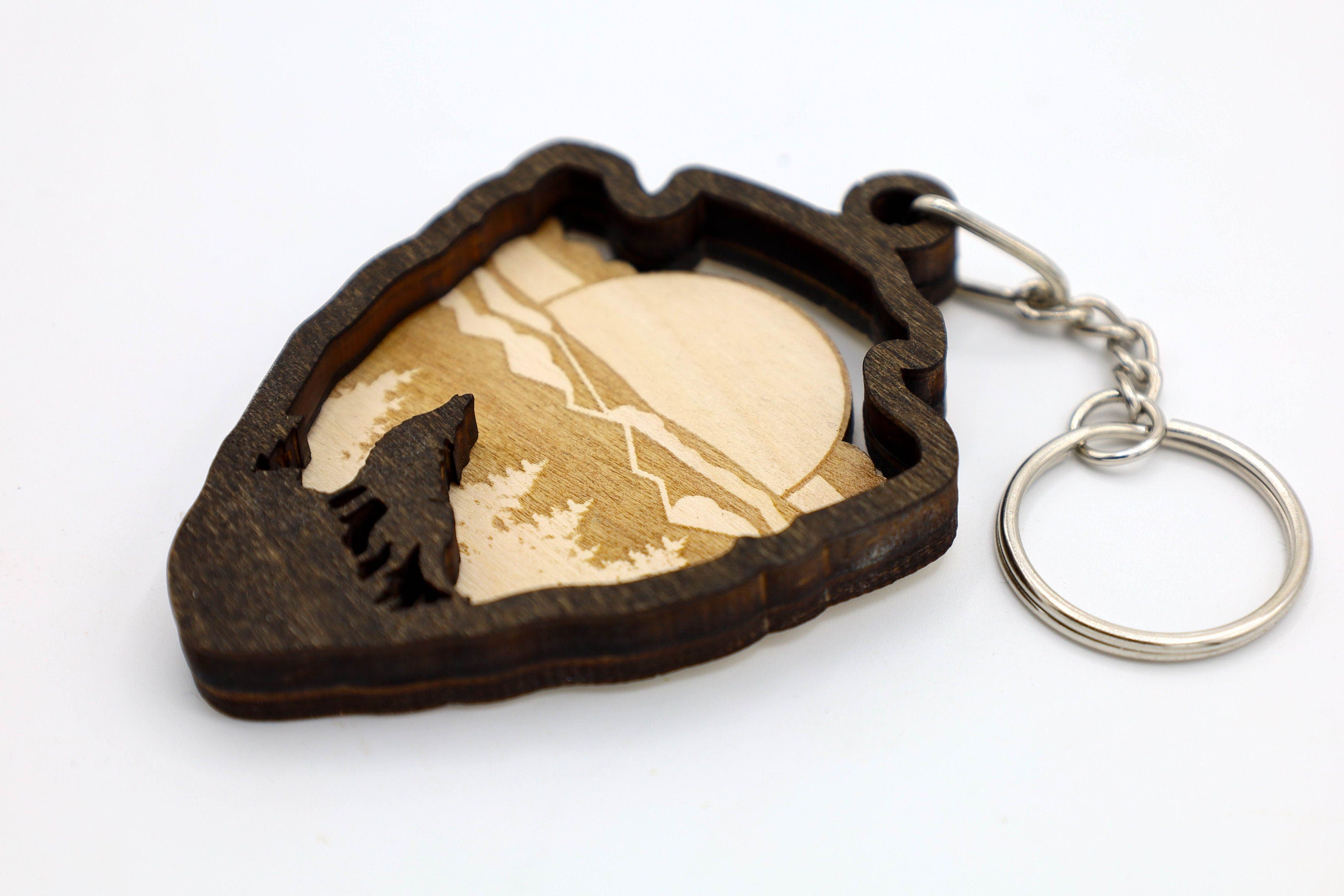 DIY 2 Layer Arrowhead Wolf Keychain craft SVG, png, dxf File Instant Download