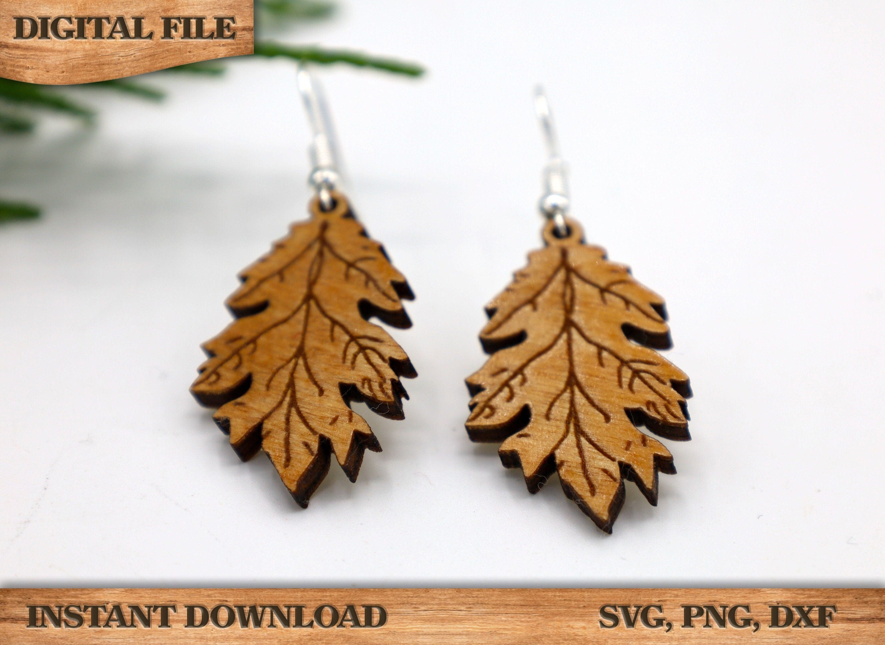 Nature-Inspired Leaf Earring SVG, PNG, dxf Templates - DIY Jewelry Design, Instant Download