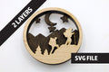 2 Layer Hiker Mountain Magnet Circle DIY craft SVG, DXF, jpg File Instant Download