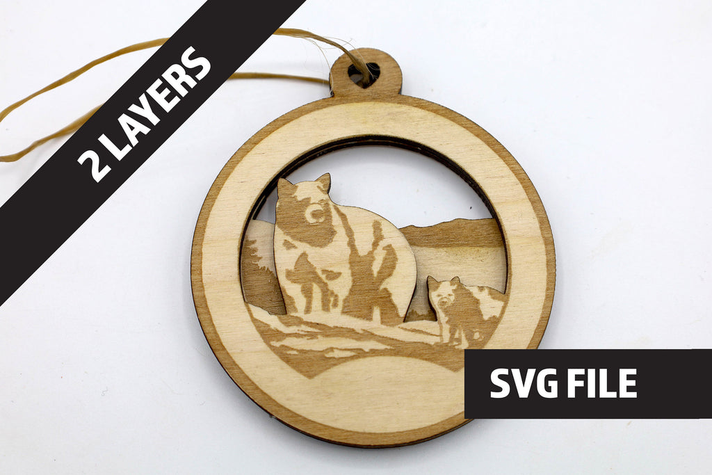 DIY 2 Layer Bear Christmas Ornament Mountain craft SVG, dxf, JPGFile Instant Download