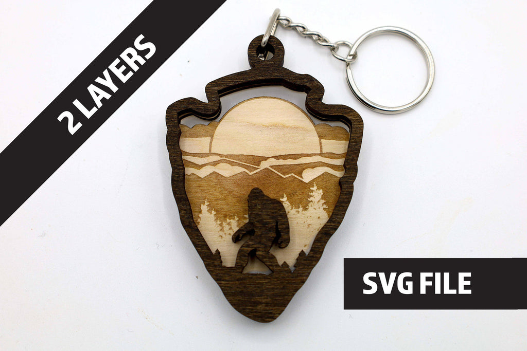 DIY 2 Layer Arrowhead Bigfoot Keychain craft SVG, png, dxf File Instant Download
