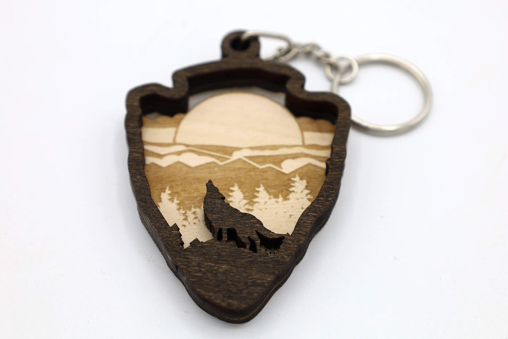 DIY 2 Layer Arrowhead Wolf Keychain craft SVG, png, dxf File Instant Download