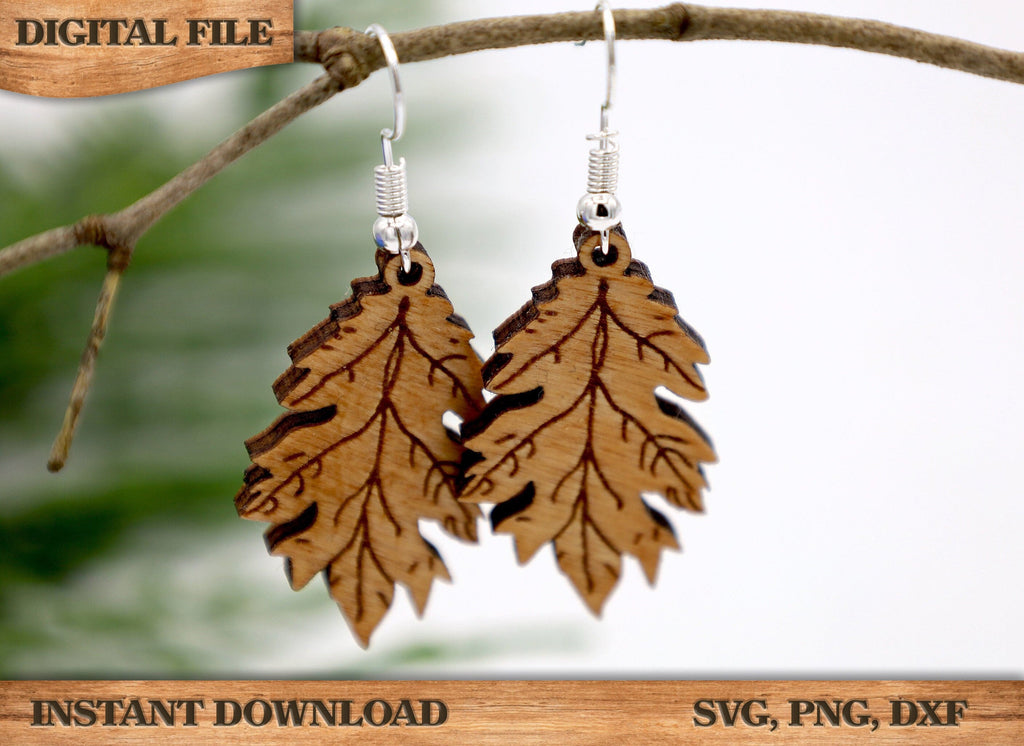 Natural Leaf Earring SVG, PNG, dxf Digital File Instant Download