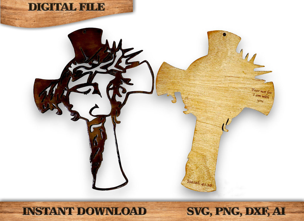 DIY 2 Layer Wooden Jesus Cross SVG, PNG, Dxf, Ai File Design Instant Download I Christianity, Laser ready File
