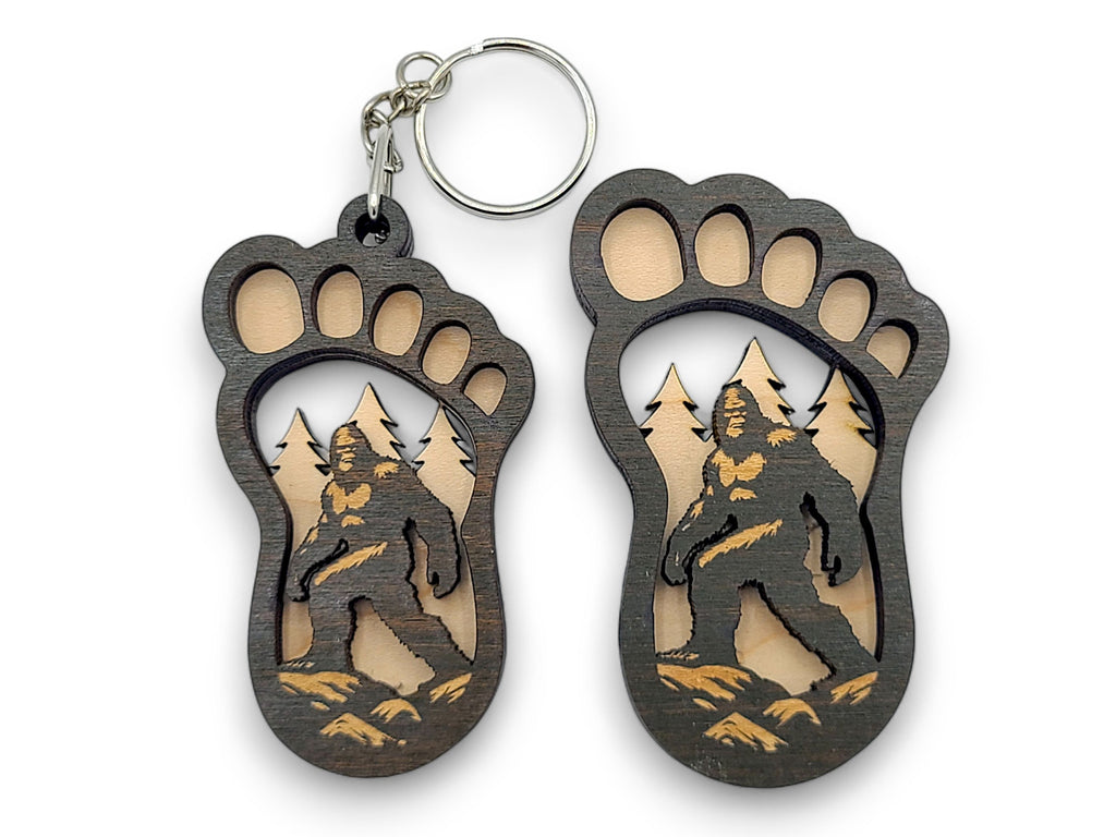 Bigfoot Footprint Keychain SVG | Sasquatch Laser Cut Keychain File | Wooden Keychain SVG | Glowforge & LightBurn Template