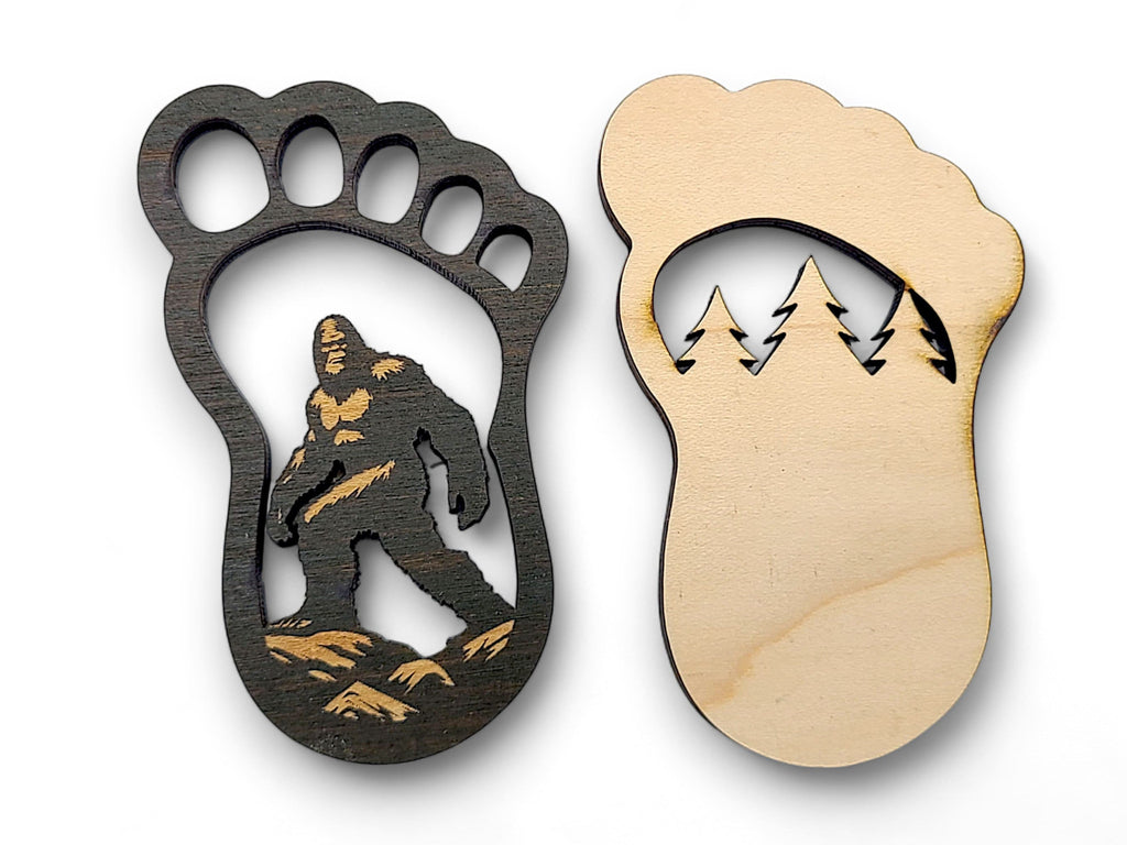 Bigfoot Footprint Keychain SVG | Sasquatch Laser Cut Keychain File | Wooden Keychain SVG | Glowforge & LightBurn Template