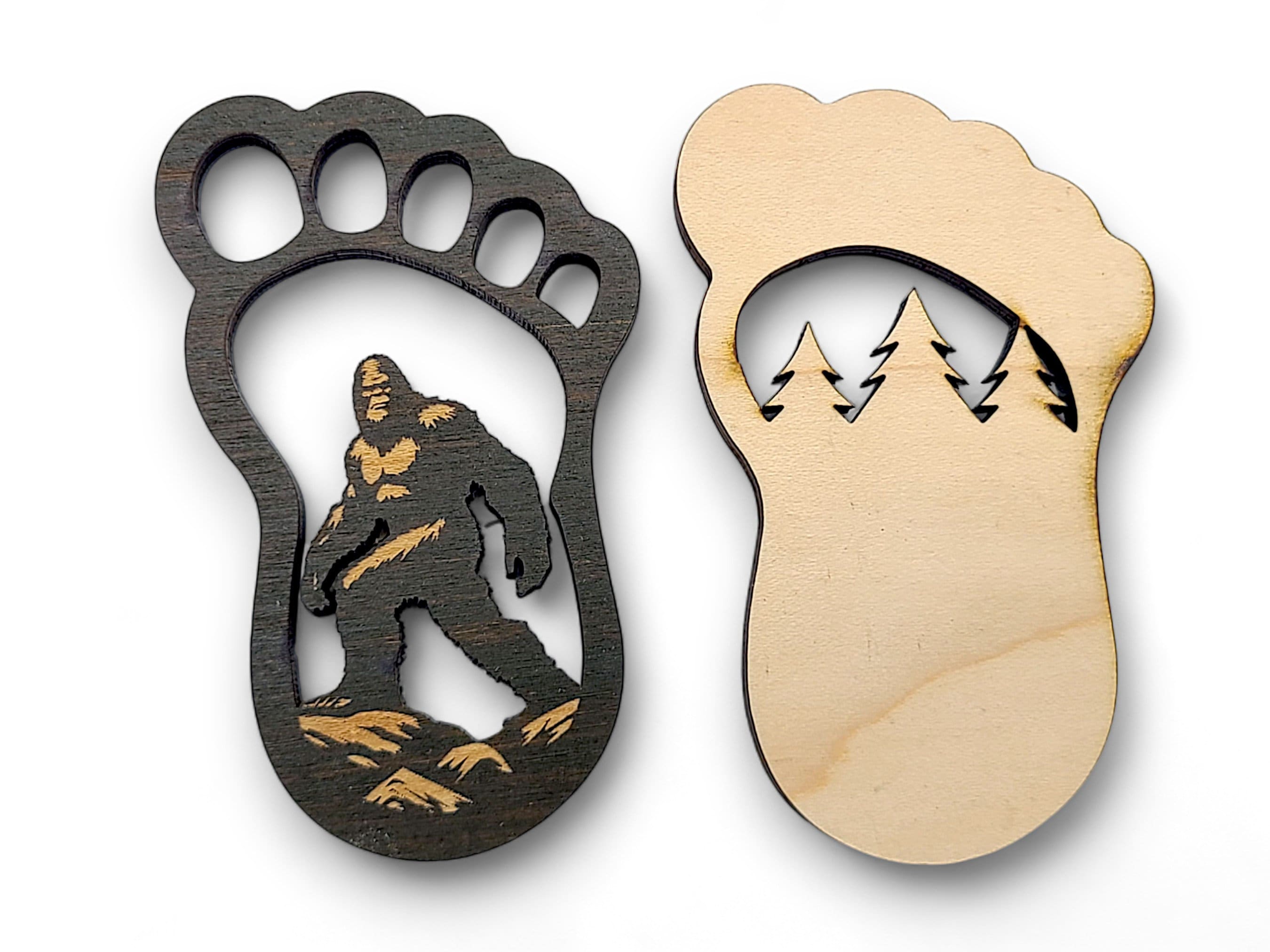 Bigfoot Footprint Keychain SVG | Sasquatch Laser Cut Keychain File | Wooden Keychain SVG | Glowforge & LightBurn Template
