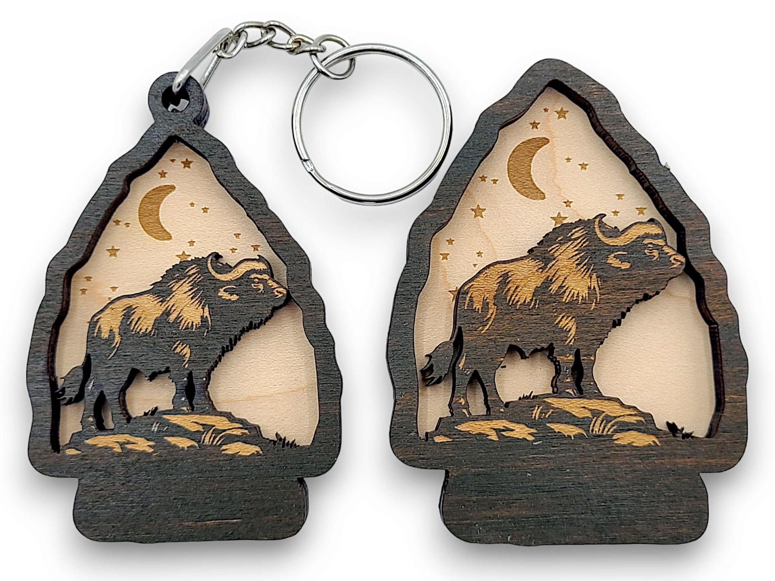 2 Layer Bison Arrowhead Keychain and Magnet craft SVG, png, dxf File Instant Download Bundle Commercial License Included