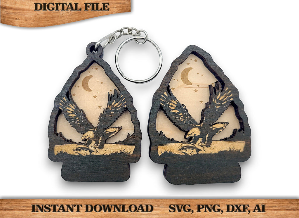 2 Layer Eagle Arrowhead Keychain and Magnet Craft Gift Souvenir SVG, png, dxf File Instant Download Bundle Commercial License Included