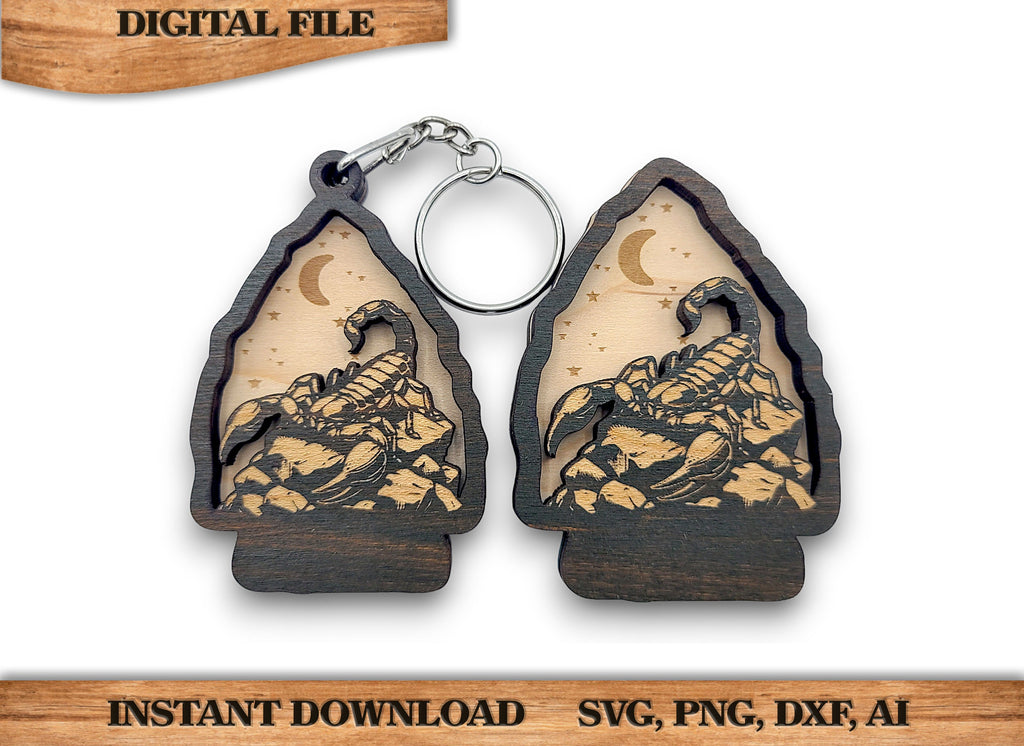2 Layer Scorpion Arrowhead Keychain and Magnet Craft Gift Souvenir SVG, png, dxf File Instant Download Bundle Commercial License