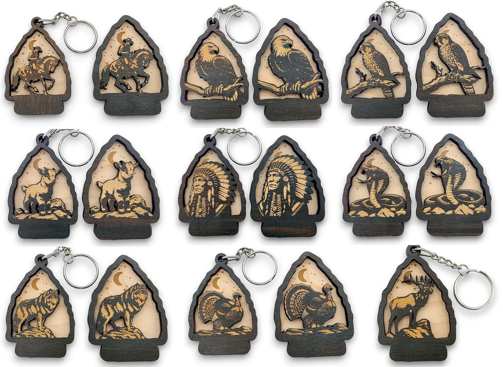30 Wildlife Keychain SVG Bundle | Laser Cut Keychain Files | Bigfoot, Bear, Deer & Mountain Designs | Glowforge, LightBurn, Cricut