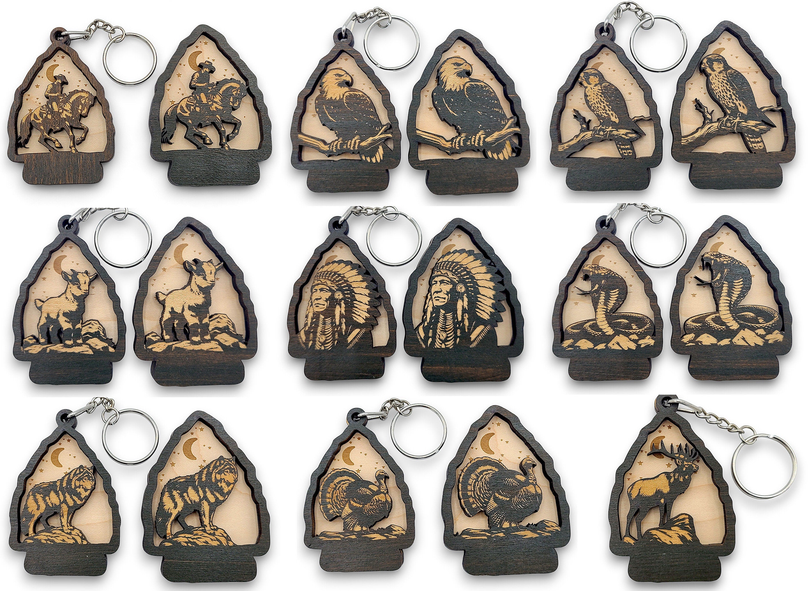 30 Wildlife Keychain SVG Bundle | Laser Cut Keychain Files | Bigfoot, Bear, Deer & Mountain Designs | Glowforge, LightBurn, Cricut