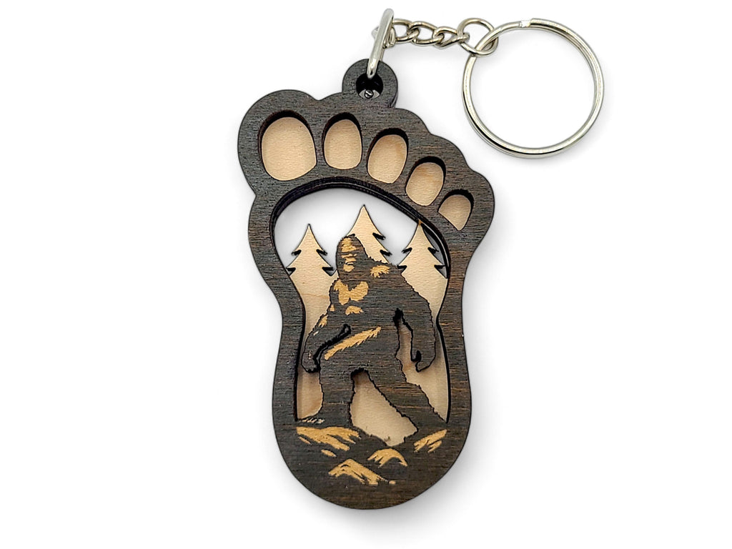 Bigfoot Footprint Keychain SVG | Sasquatch Laser Cut Keychain File | Wooden Keychain SVG | Glowforge & LightBurn Template
