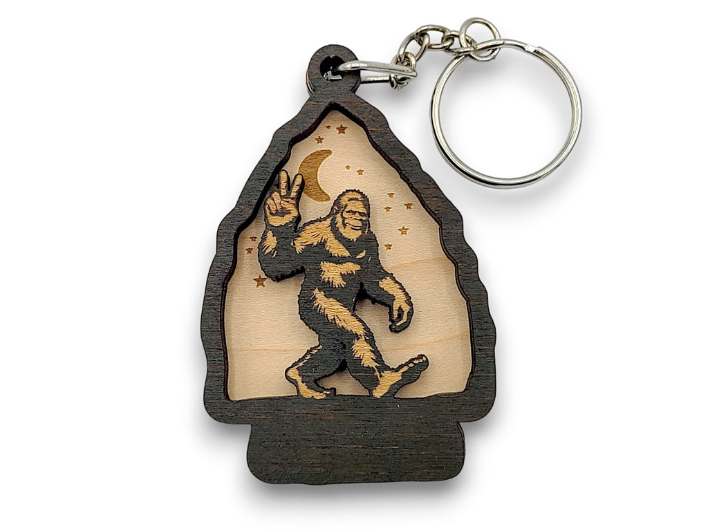 2 Layer Bigfoot Peace Arrowhead Keychain and Magnet craft SVG, png, dxf File Instant Download Bundle Commercial License Included