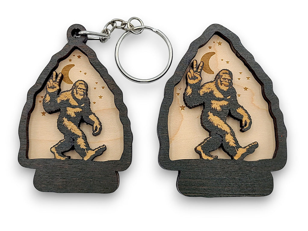 2 Layer Bigfoot Peace Arrowhead Keychain and Magnet craft SVG, png, dxf File Instant Download Bundle Commercial License Included