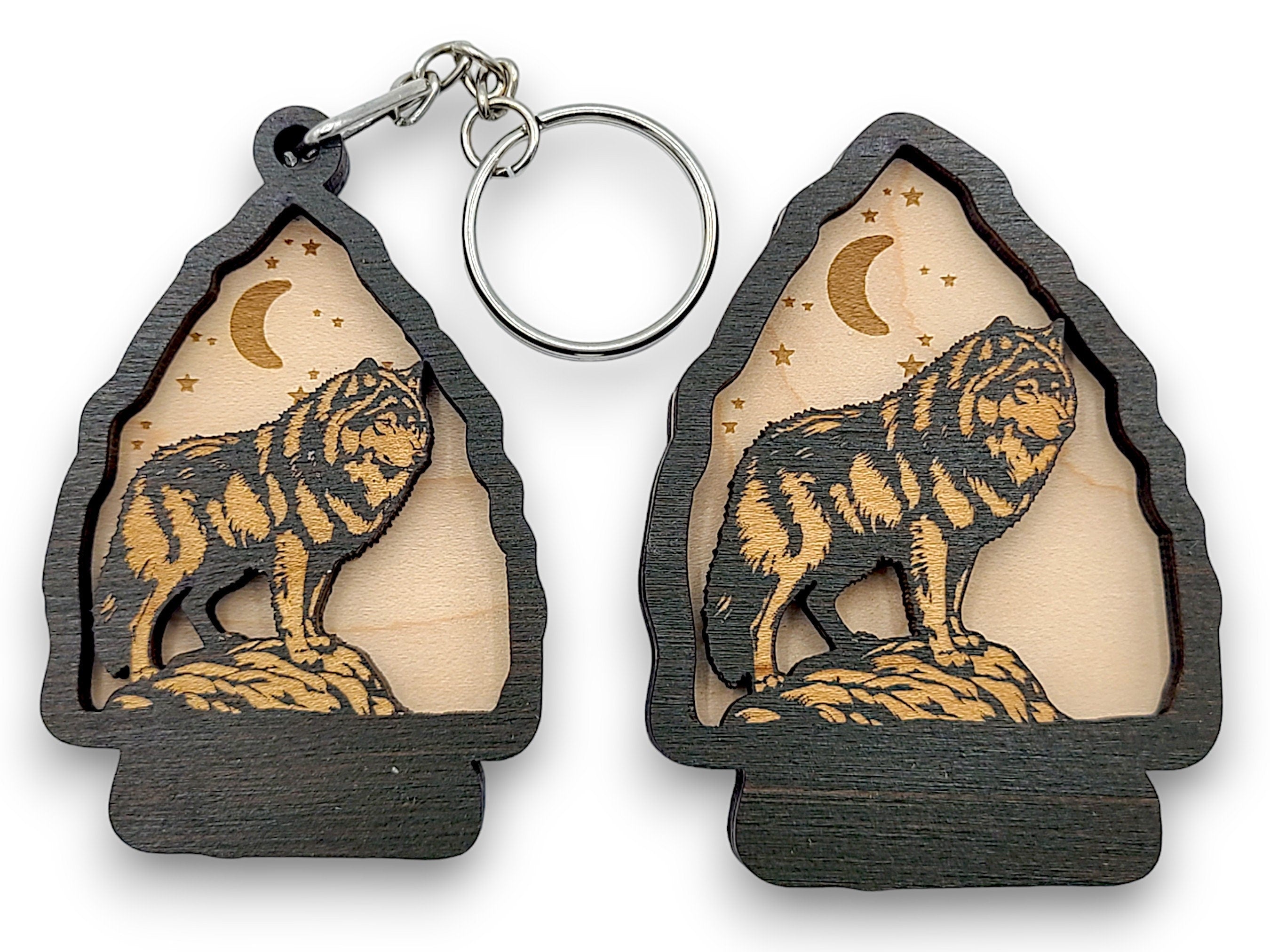 2 Layer Wolf Arrowhead Keychain and Magnet craft SVG, png, dxf File Instant Download Bundle Commercial License Included