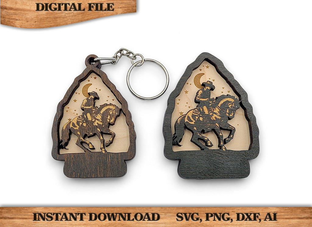 2 Layer Western Cowboy Arrowhead Keychain and Magnet craft SVG, png, dxf File Instant Download Bundle Commercial License Included