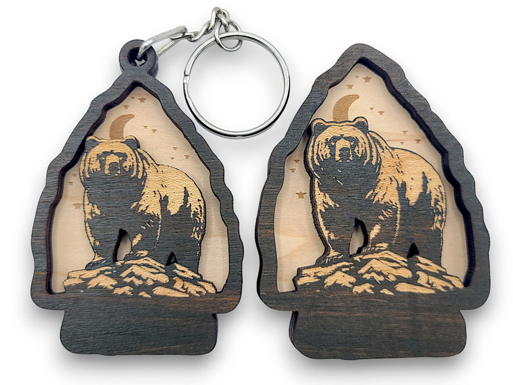 2 Layer Grizzly Bear Arrowhead Keychain and Magnet Craft Gift Souvenir SVG, png, dxf File Instant Download Bundle Commercial License