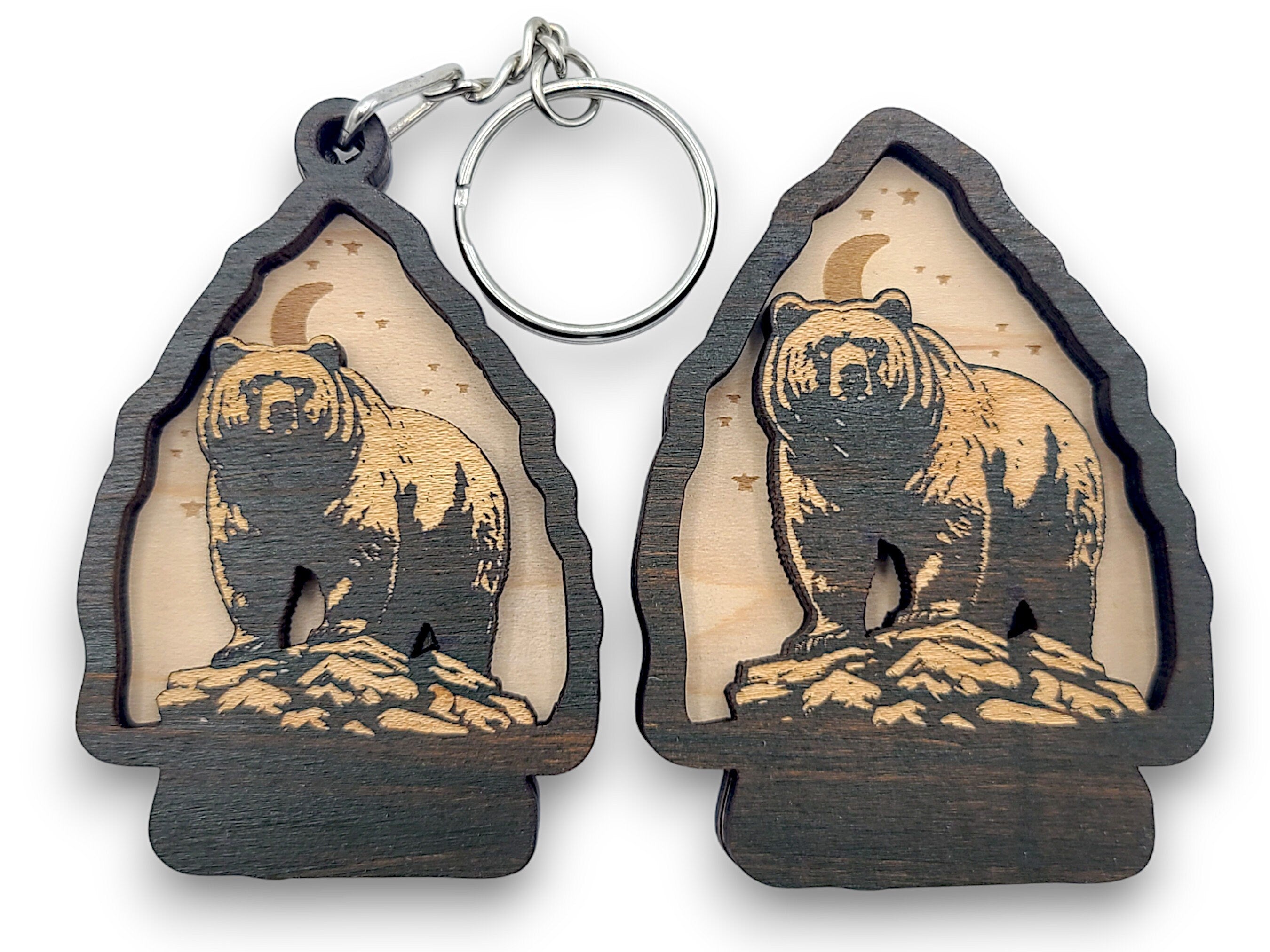 2 Layer Grizzly Bear Arrowhead Keychain and Magnet Craft Gift Souvenir SVG, png, dxf File Instant Download Bundle Commercial License