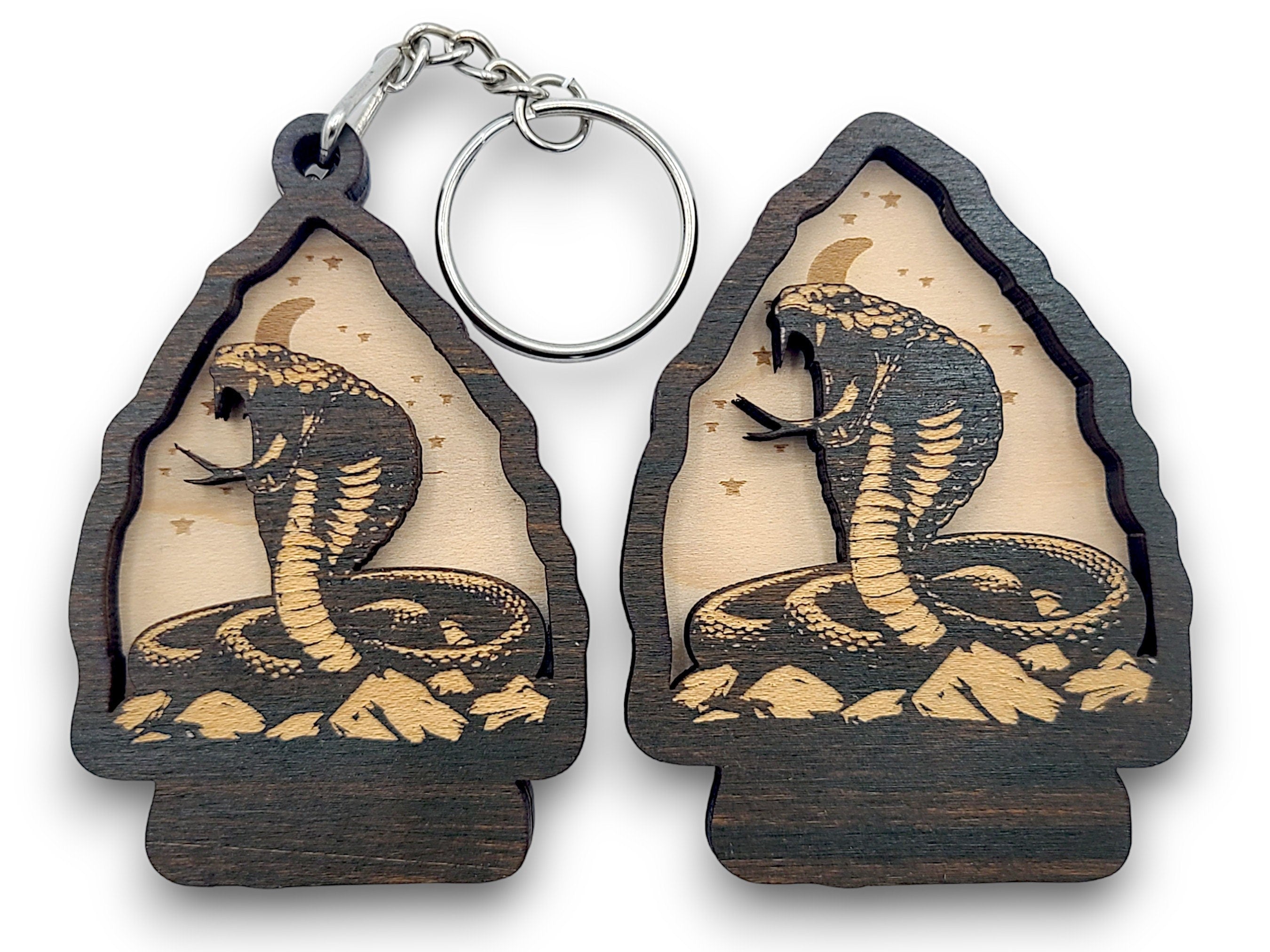 2 Layer King Cobra Snake Arrowhead Keychain and Magnet Craft Gift Souvenir SVG, png, dxf File Instant Download Bundle Commercial License