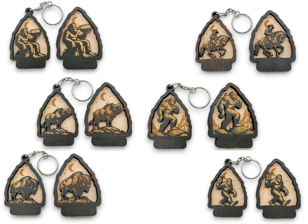 30 Wildlife Keychain SVG Bundle | Laser Cut Keychain Files | Bigfoot, Bear, Deer & Mountain Designs | Glowforge, LightBurn, Cricut